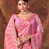Punch Pink Tissue Silk Saree