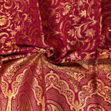 Maroon Banarasi Silk Saree With Gold Zari Floral Jaal And Grand Paisley Pallu