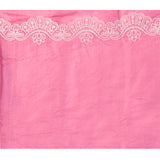 Fuchsia Pink Floral Embroidered Silk Blend Saree