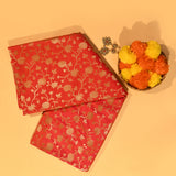 Red Banarasi Silk Saree With Gold Zari Floral Jaal And Oval Butti Pallu