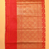 Red Banarasi Silk Saree With Gold Zari Floral Jaal And Oval Butti Pallu