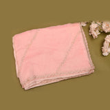 Baby Pink Organza Hand Embroidered Pearl Zigzag Saree