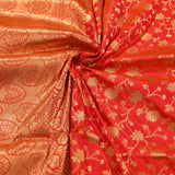 Red Banarasi Silk Saree With Gold Zari Floral Jaal And Oval Butti Pallu