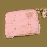 Blush Pink Hand Embroidered Gold Sunburst Floral Saree