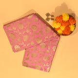 Lavendar Banarasi Silk Saree With Gold Zari Floral Jaal And Woven Pallu