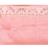 Muted Pink Floral Embroidered Tissue Silk Saree