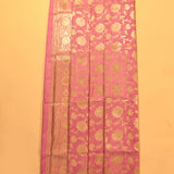 Lavendar Banarasi Silk Saree With Gold Zari Floral Jaal And Woven Pallu