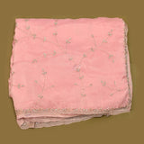 Baby Pink Saree With Silver Vine Embroidery And Sequin Florals