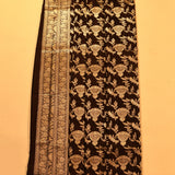 Maroon Banarasi Silk Saree With Gold Zari Floral Butti Jaal And Oval Paisley Pallu