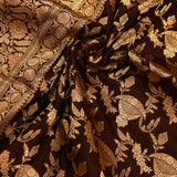 Maroon Banarasi Silk Saree With Gold Zari Floral Butti Jaal And Oval Paisley Pallu