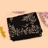 Black Hand Embroidered Saree With Silver Zari Floral Border
