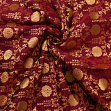 Dark Brown Banarasi Silk Saree With Gold Zari Pomegranate Butti Jaal And Floral Pallu