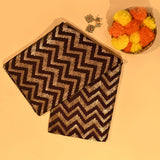 Dark Brown Banarasi Silk Saree With Gold Zari Chevron Zigzag Weave And Floral Pallu