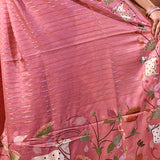Thulian Pink Floral Tissue Silk Saree