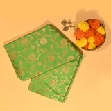 Bright Parrot Green Floral Jaal Arch Pallu Silk Banarasi Saree