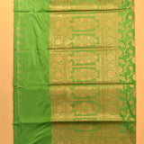 Bright Parrot Green Floral Jaal Arch Pallu Silk Banarasi Saree