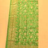 Bright Parrot Green Floral Jaal Arch Pallu Silk Banarasi Saree