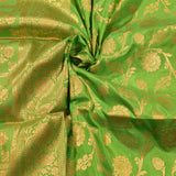 Bright Parrot Green Floral Jaal Arch Pallu Silk Banarasi Saree