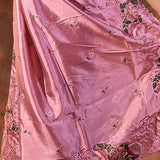 Shiny Pink Floral Silk Saree