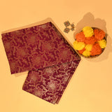Burgundy Pure Silk Banarasi Saree With All-Over Gold Floral Jaal & Paisley Pallu