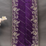 Purple Saree With Dense Gold Sequin Floral Embroidery