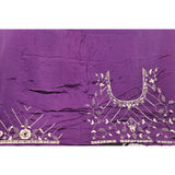 Purple Saree With Dense Gold Sequin Floral Embroidery