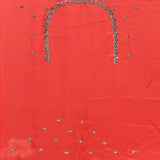Red Saree With Antique Silver Medallion Embroidery