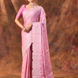 Cherry Blossom Pink Floral Silk Blend Saree