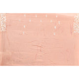 Peach Saree With Sprig Motifs And Pearl Floral Vine Border