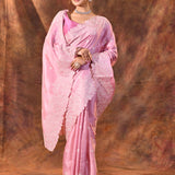 Cherry Blossom Pink Floral Silk Blend Saree