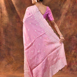 Cherry Blossom Pink Floral Silk Blend Saree