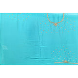 Teal Saree With Gold Medallion Embroidery