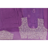 Purple Saree With Pearl Swirl Embroidery And Sequin Rose Motif