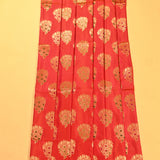 Red Pure Silk Banarasi Saree With Gold Zari Meenakari Butti & Plain Zari Pallu