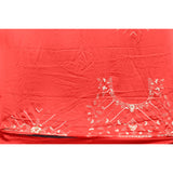 Red Saree With Dense Gold Sequin Floral Embroidery