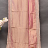 Dusty Rose Tie-Dye Saree With Silver Floral Booti And Embellished Border