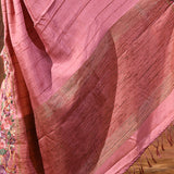 Rouge Pink Embroidered Tussar Saree