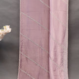 Mauve Pink Hand Embroidered Saree With Pearl Diamond Trellis Border