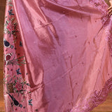 Sweet Pink Embroidered Satin Silk Saree