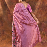 Sweet Pink Embroidered Satin Silk Saree