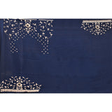 Navy Saree With Dense Gold Sequin Floral Embroidery