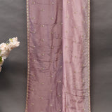 Mauve Pink Hand Embroidered Saree With Floral Sequin Border