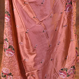 Peach Pink Floral Silk Saree