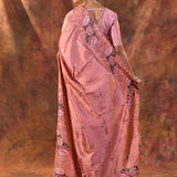 Peach Pink Floral Silk Saree