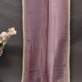 Dusty Mauve Georgette Saree With Hand Embroidered Pearl Medallion Border