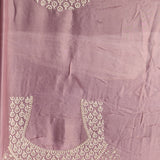Dusty Mauve Georgette Saree With Hand Embroidered Pearl Medallion Border