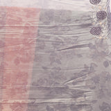 Lavender Grey Woven Saree With Hand Embroidered Pearl Floral Border