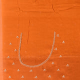 Orange Georgette Saree With All Over Hand Embroidered Butti And Chevron Border