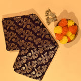 Dark Purple Pure Silk Banarasi Saree With Gold Zari All-Over Paisley Jaal & Geometric Zari Pallu
