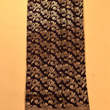 Dark Purple Pure Silk Banarasi Saree With Gold Zari All-Over Paisley Jaal & Geometric Zari Pallu